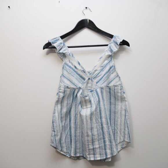 Chaser Beachy Striped Linen Blend Button Down Camisole Tank Top - Picture 12 of 12